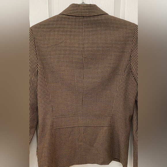 Sz 6 VINTAGE ANN TAYLOR  HOUNDSTOOTH SINGLE-BREASTED BLAZER: Tan, Brown & Black - Picture 3 of 12